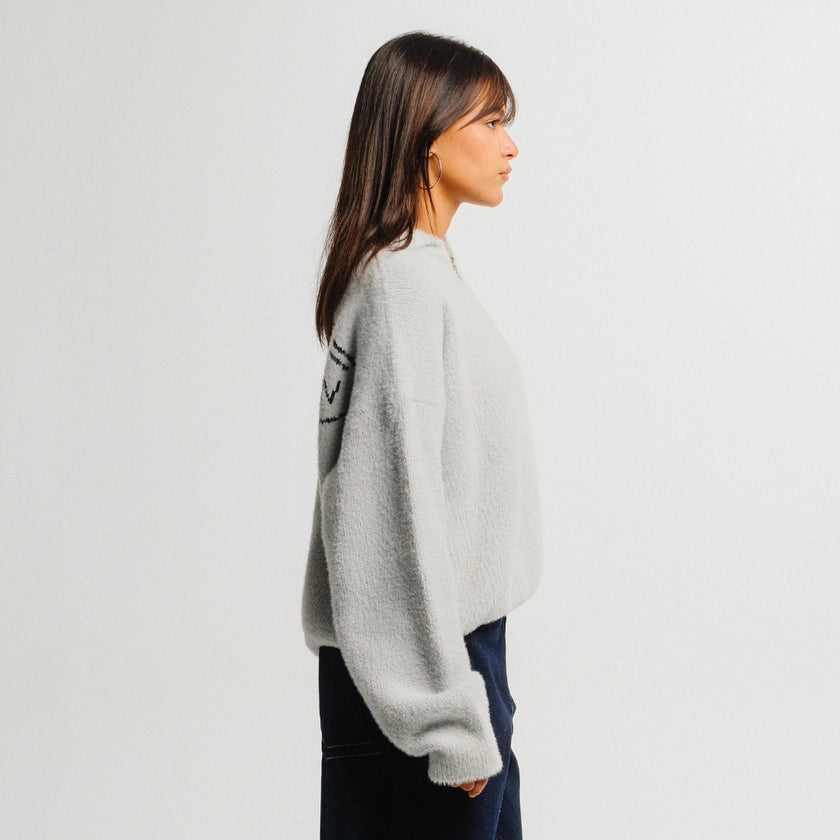 Frost Drift Mohair Polo Sweater (Unisex)