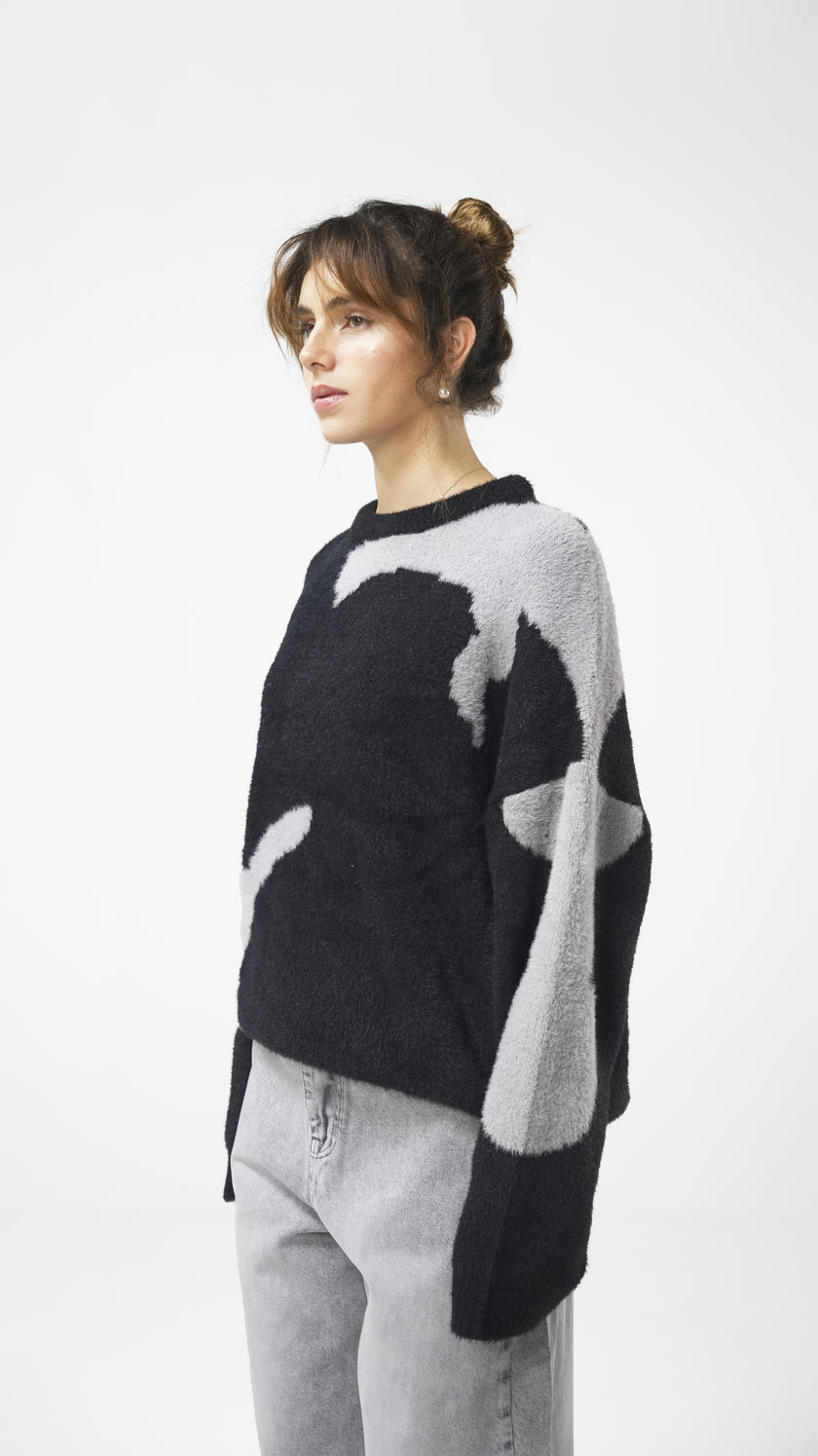 'Black Glitch' Knit Crewneck (Unisex)