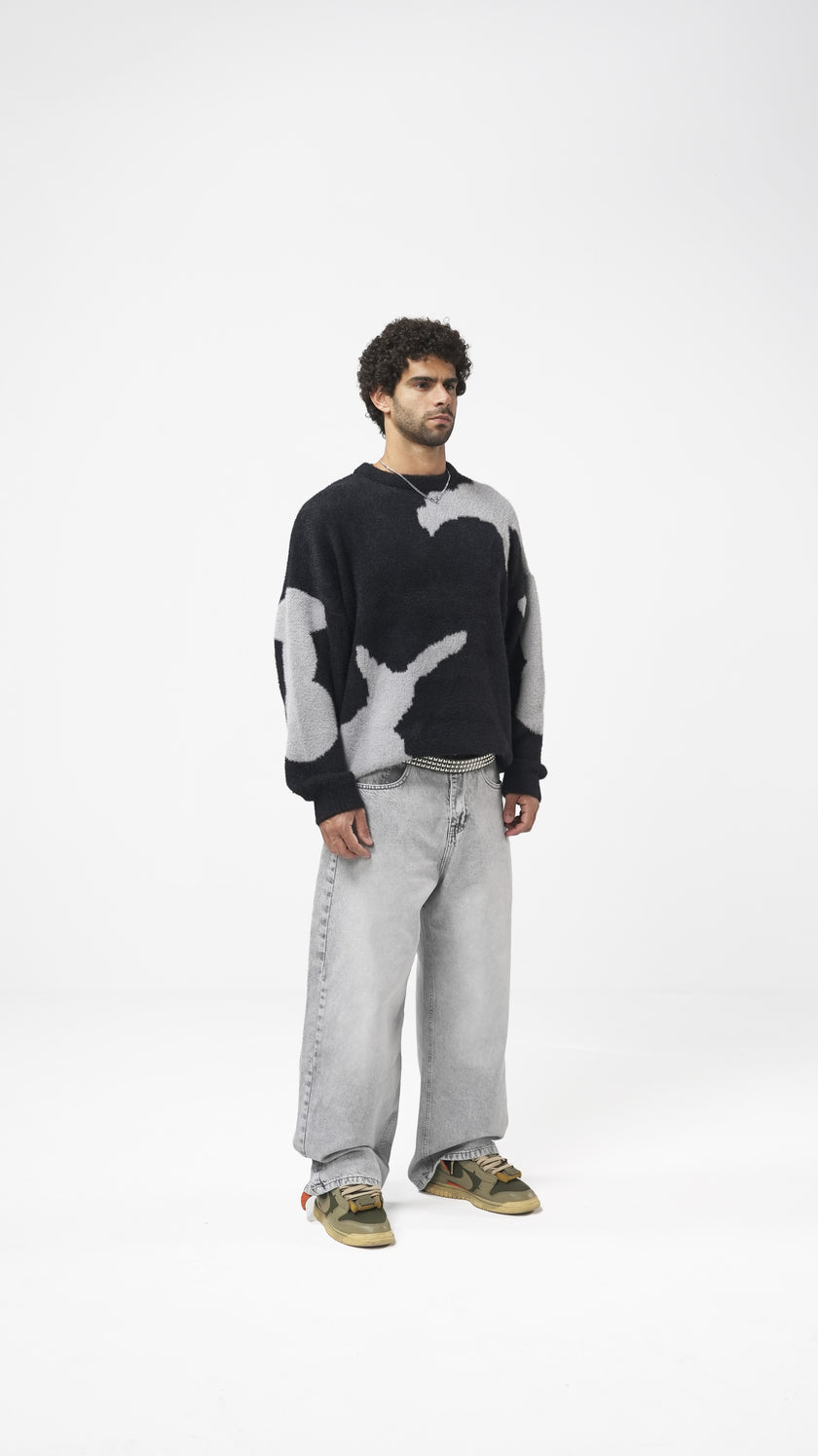 'Black Glitch' Knit Crewneck (Unisex)