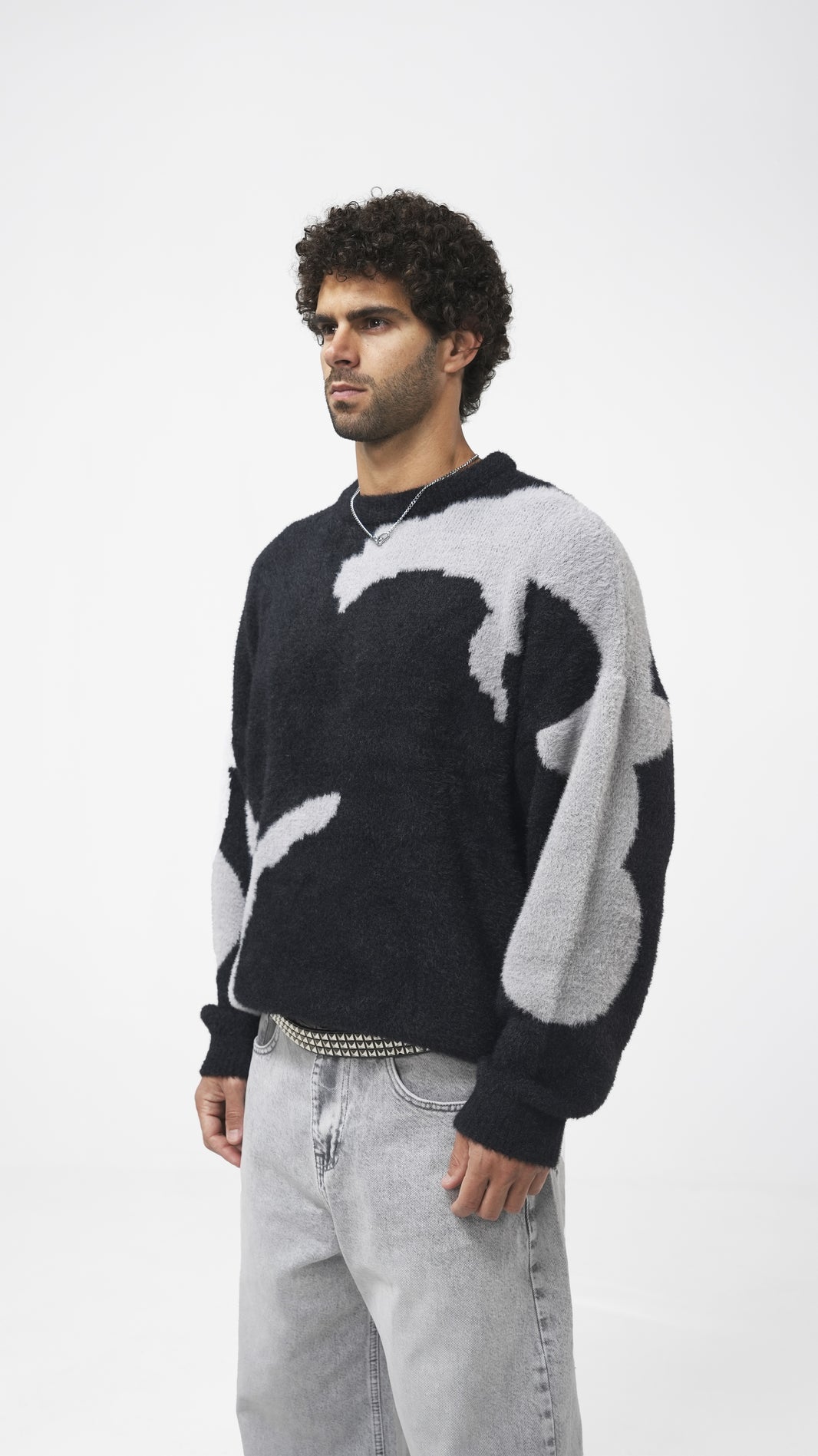 'Black Glitch' Knit Crewneck (Unisex)