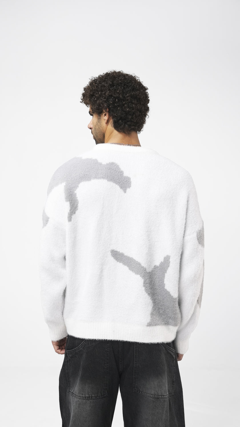 'White Glitch' Knit Crewneck (Unisex)