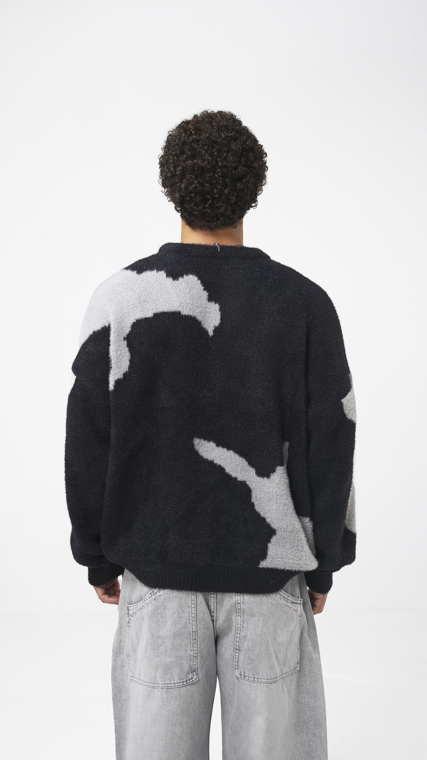 'Black Glitch' Knit Crewneck (Unisex)