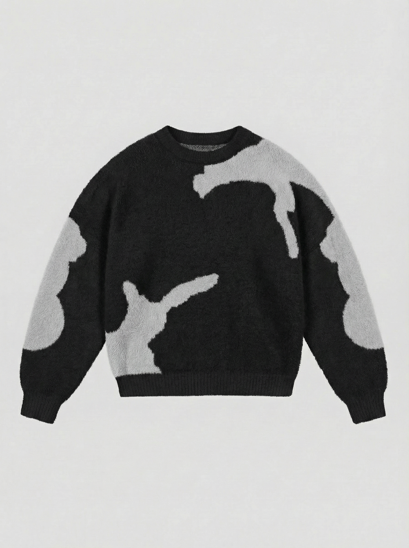 'Black Glitch' Knit Crewneck (Unisex)